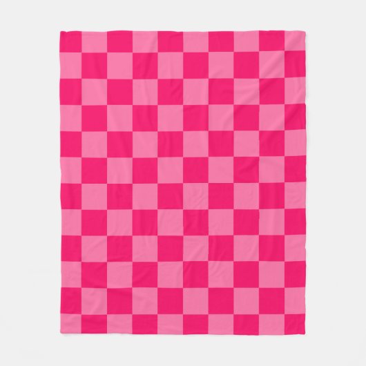Lichte en Hot Pink Checker Patroon Ontwerp Fleece Deken (Voorkant)