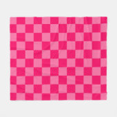 Lichte en Hot Pink Checker Patroon Ontwerp Fleece Deken (Voorkant (Horizontaal))