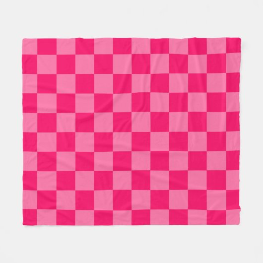 Lichte en Hot Pink Checker Patroon Ontwerp Fleece Deken (Voorkant (Horizontaal))
