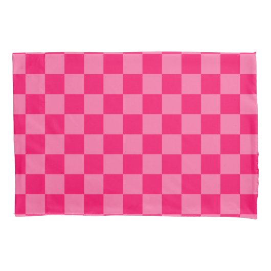Lichte en Hot Pink Checker Patroon Ontwerp Kussensloop (Voorkant)
