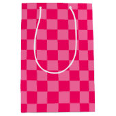 Lichte en Hot Pink Checker Patroon Ontwerp Medium Cadeauzakje (Voorkant)