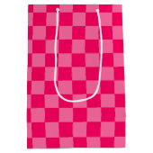 Lichte en Hot Pink Checker Patroon Ontwerp Medium Cadeauzakje (Achterkant)