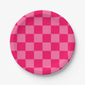 Lichte en Hot Pink Checker Patroon Ontwerp Papieren Bordje (Voorkant)
