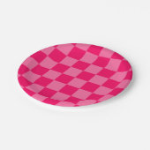 Lichte en Hot Pink Checker Patroon Ontwerp Papieren Bordje (Gekanteld)
