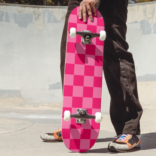 Lichte en Hot Pink Checker Patroon Ontwerp Persoonlijk Skateboard