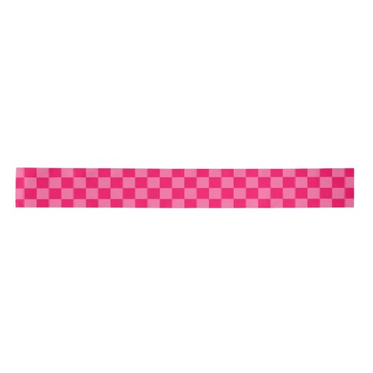 Lichte en Hot Pink Checker Patroon Ontwerp Satijnen Lint (Voorkant)