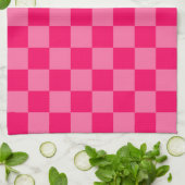 Lichte en Hot Pink Checker Patroon Ontwerp Theedoek (Gevouwen)