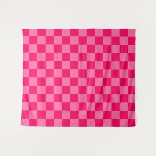 Lichte en Hot Pink Checker Patroon Ontwerp Wandkleed (Voorkant (horizontaal))