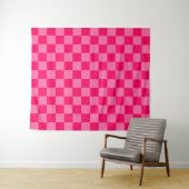 Lichte en Hot Pink Checker Patroon Ontwerp Wandkleed (In Situ (horizontaal))