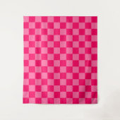 Lichte en Hot Pink Checker Patroon Ontwerp Wandkleed (Voorkant)