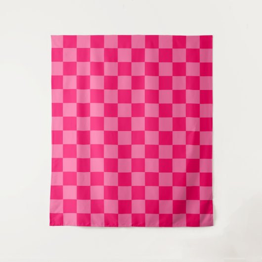 Lichte en Hot Pink Checker Patroon Ontwerp Wandkleed (Voorkant)