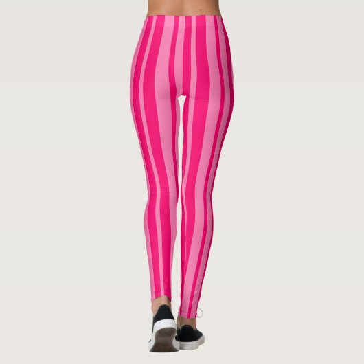 Lichte en Hot Pink Stijlvolle Strepen Patroon Desi Leggings (Achterkant)