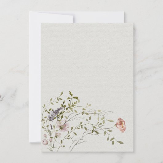 Lichte en luchtige wilde bloem waterverf bruiloft kaart (Achterkant)