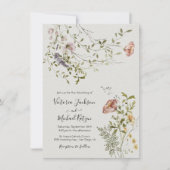 Lichte en luchtige wilde bloem waterverf bruiloft kaart (Voorkant)
