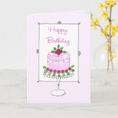 Lichte en mooie verjaardagstaart met Rozen Verjaar Kaart (Gele Bloem)