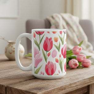Lichte en vrolijke lente Waterverf roze tulpen Koffiemok