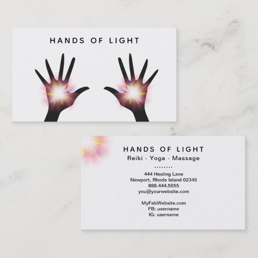 *~* Lichte energie Hands Reiki Healing Rays Visitekaartje (Voorkant / Achterkant)