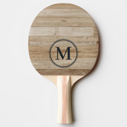 Lichte essen hout monogram tafeltennisbatje (Achterkant)