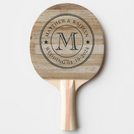Lichte essen houten huwelijks monogram ster tafeltennisbatje