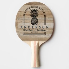 Lichte essenhout ananas bruiloftsboog & Naam Tafeltennisbatje