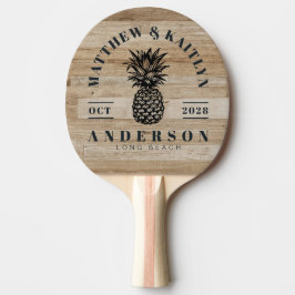 Lichte essenhout tropische ananas bruiloftskamstij tafeltennisbatje