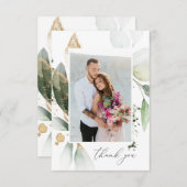 Lichte Eucalyptus Glow & Gold Dank u kaart (Voorkant / Achterkant)