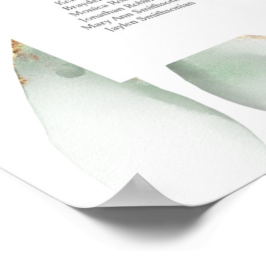 Lichte Eucalyptus Glow Gold Event Seating Chart 9 Poster (Hoek)