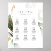 Lichte Eucalyptus Glow Gold Event Seating Chart 9 Poster (Voorkant)