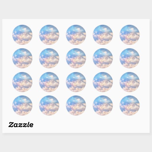 Lichte Fantasy Clouds Ronde Sticker (Vel)
