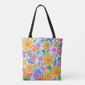 lichte florale canvas tas (Achterkant)
