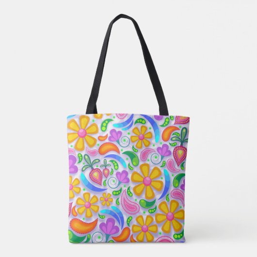 lichte florale canvas tas (Achterkant)