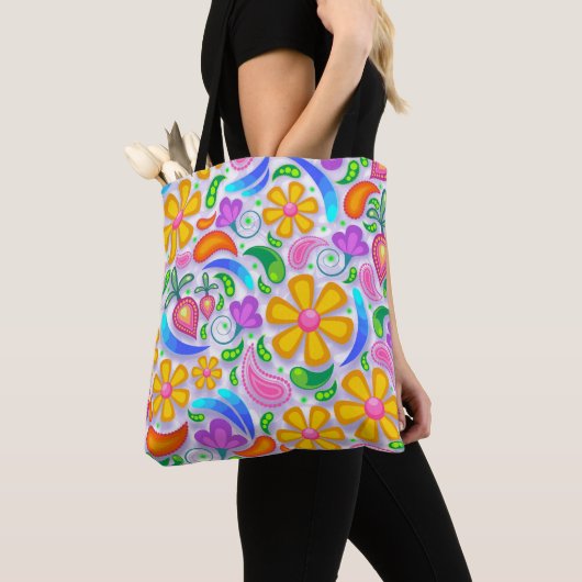 lichte florale canvas tas (Dichtbij)
