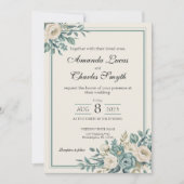 Lichte formele Bloemen Huwelijksuitnodiging Kaart (Voorkant)