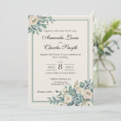 Lichte formele Bloemen Huwelijksuitnodiging Kaart (Staand voorkant)