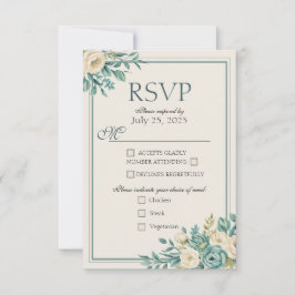Lichte formele bloemkaart antwoordkaart RSVP kaartje