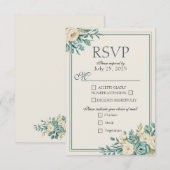 Lichte formele bloemkaart reactiekaart RSVP kaartje (Voorkant / Achterkant)