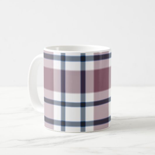Lichte geruite retro patroon bruin grijs wit koffiemok (Voorkant links)