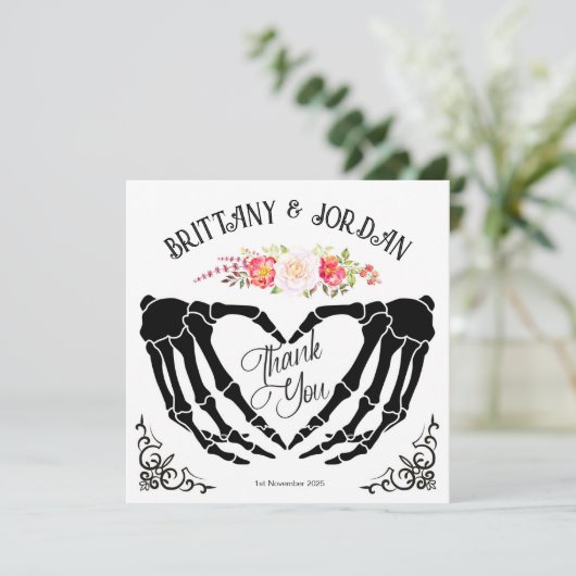 Lichte Gotische Skelet Handen Trouw Trouwkaart Kaart (Staand voorkant)