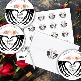 Lichte Gotische Skelet Handen Trouwring Ronde Sticker
