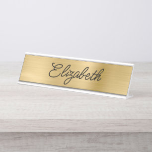Lichte goud folie stylistische monoline script bureau naambordje