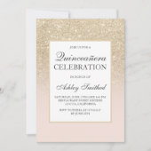 Lichte goudglitter elegante chic Quinceañera Kaart (Voorkant)
