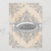 Lichte goudparelen  Glamor Quinceanera Kaart (Voorkant / Achterkant)