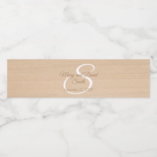 Lichte grenen houten trouwwaterfleslabel waterfles etiket (Enkel label)