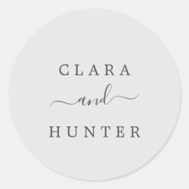 Lichte grijze en koolstof-bruiloft ronde sticker