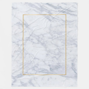 Lichte grijze marmer textuurprint & gouden accent fleece deken