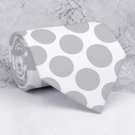 Lichte grijze polka stippen op witte maatwerk stro stropdas