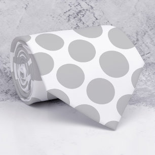 Lichte grijze polka stippen op witte maatwerk stro stropdas