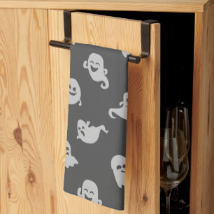 Lichte grijze spoken donkere grijze Halloween Theedoek