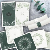 Lichte groene bladeren krans monogram servet
