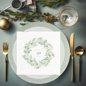 Lichte groene bladeren krans monogram servet